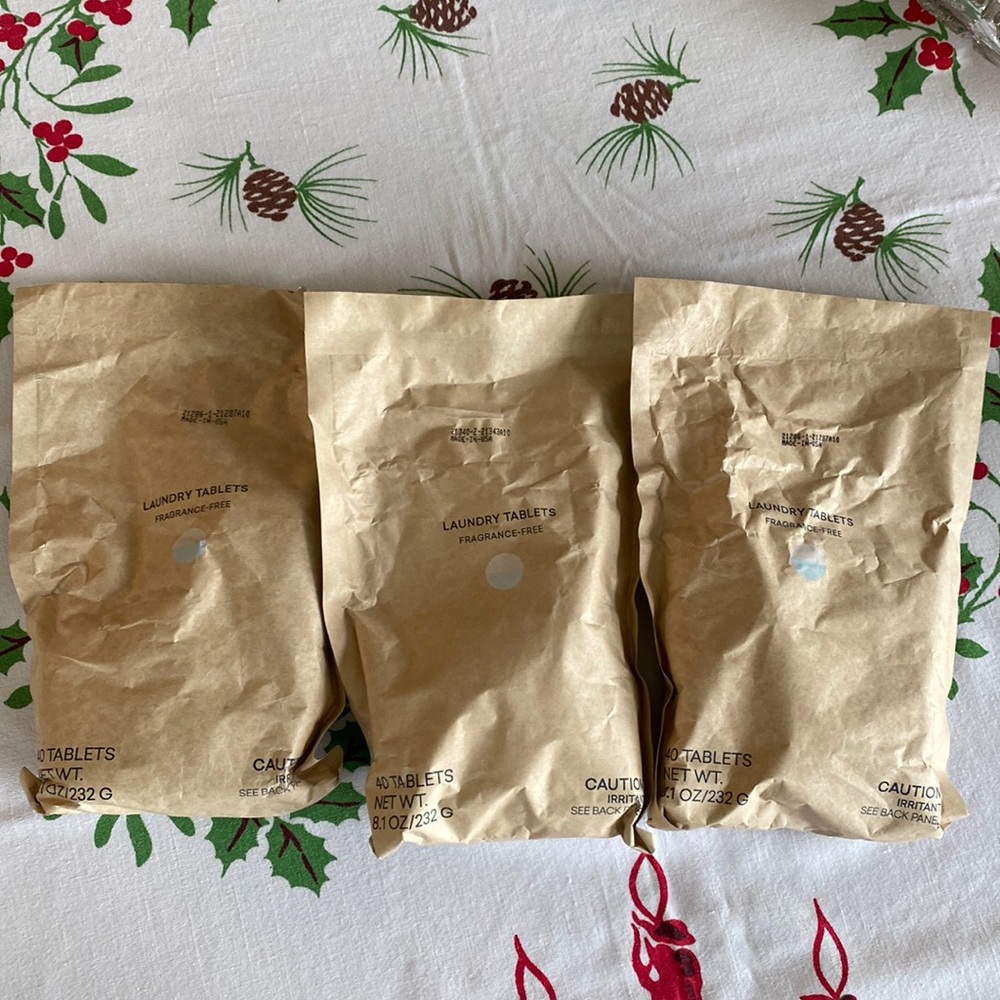 BlueLand Laundry tablets. Three unopened packages
